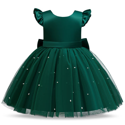 A-Line Tea Length Princess Dress for Girls | Flower Girl & Party Dress Ages 2-8