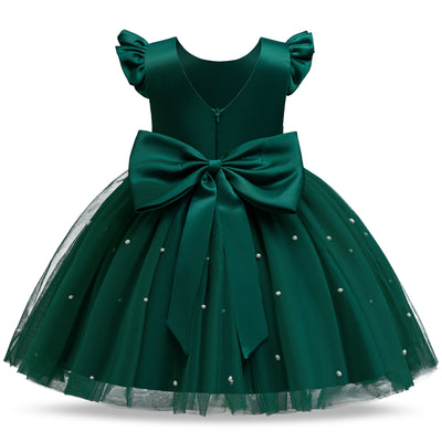 A-Line Tea Length Princess Dress for Girls | Flower Girl & Party Dress Ages 2-8