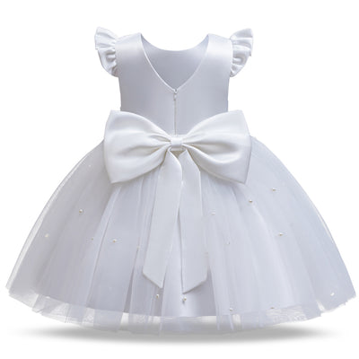 A-Line Tea Length Princess Dress for Girls | Flower Girl & Party Dress Ages 2-8