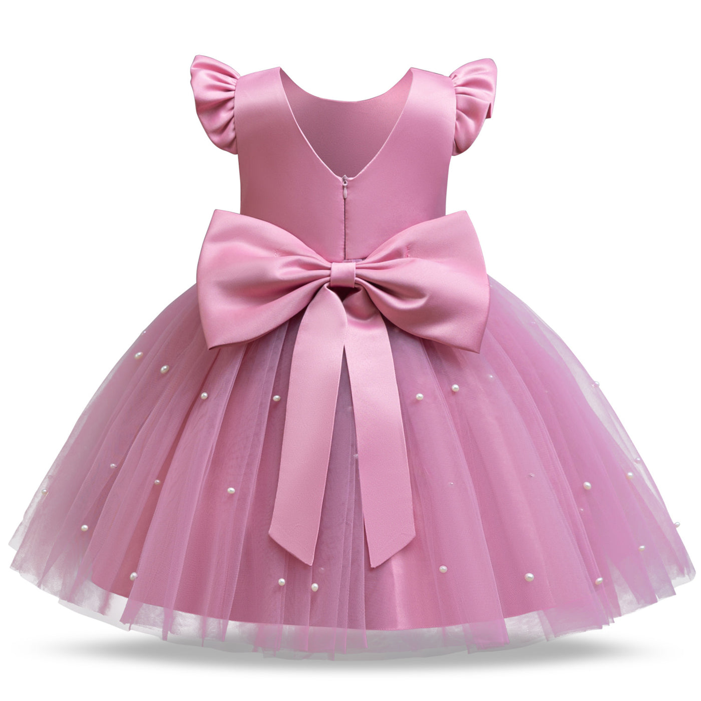 A-Line Tea Length Princess Dress for Girls | Flower Girl & Party Dress Ages 2-8