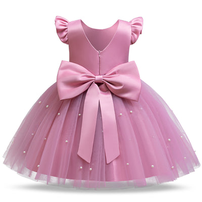 A-Line Tea Length Princess Dress for Girls | Flower Girl & Party Dress Ages 2-8