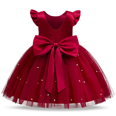 A-Line Tea Length Princess Dress for Girls | Flower Girl & Party Dress Ages 2-8