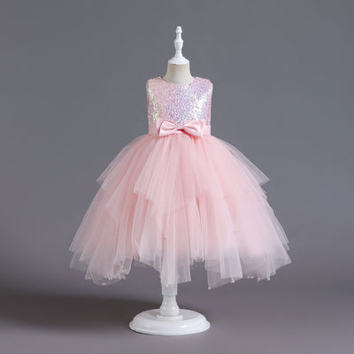 A-Line Tea Length Sequin & Tulle Flower Girl Dress, Birthday, Party & Ceremony Outfit