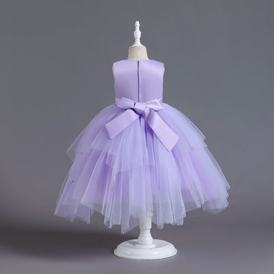 A-Line Tea Length Sequin & Tulle Flower Girl Dress, Birthday, Party & Ceremony Outfit