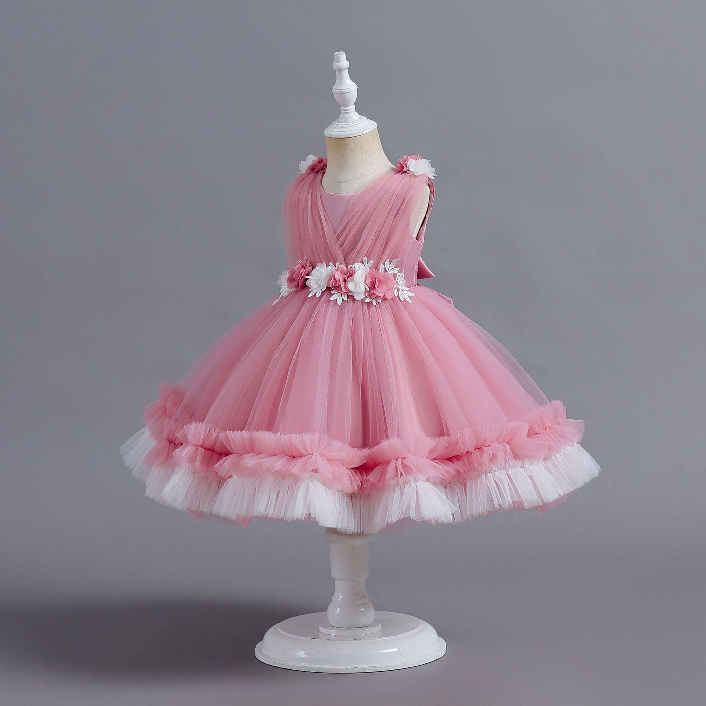 A-Line Tulle Flower Girl Dress for Toddlers | Tea Length Sleeveless Party Gown