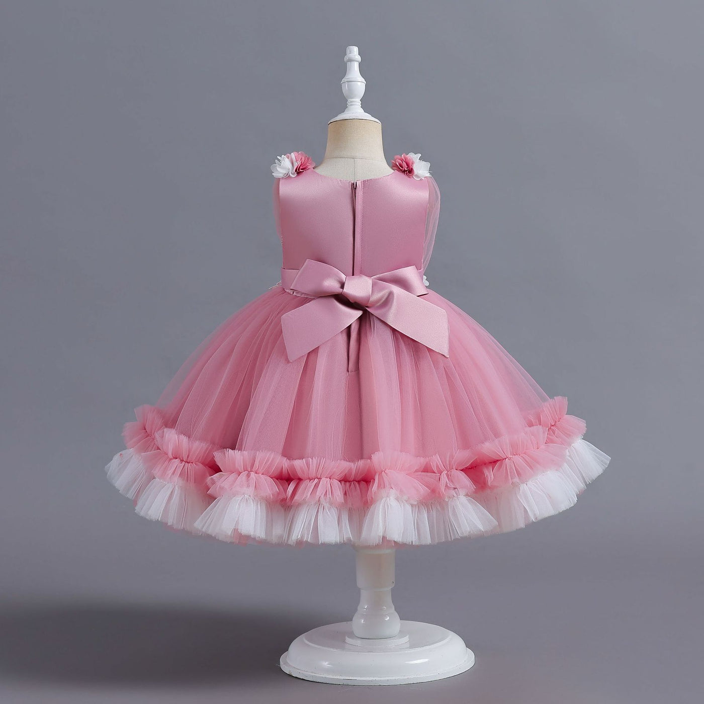 A-Line Tulle Flower Girl Dress for Toddlers | Tea Length Sleeveless Party Gown