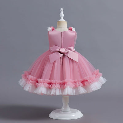 A-Line Tulle Flower Girl Dress for Toddlers | Tea Length Sleeveless Party Gown
