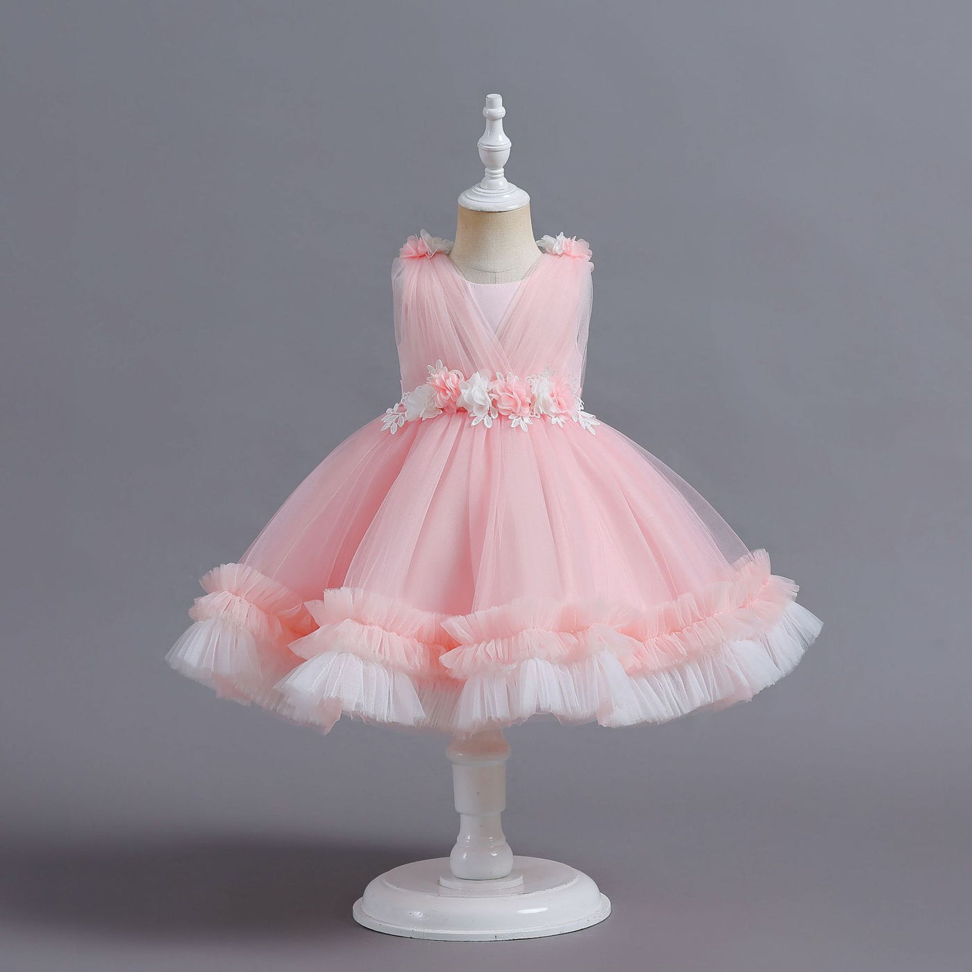 A-Line Tulle Flower Girl Dress for Toddlers | Tea Length Sleeveless Party Gown