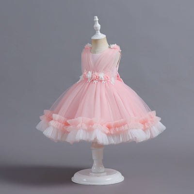 A-Line Tulle Flower Girl Dress for Toddlers | Tea Length Sleeveless Party Gown