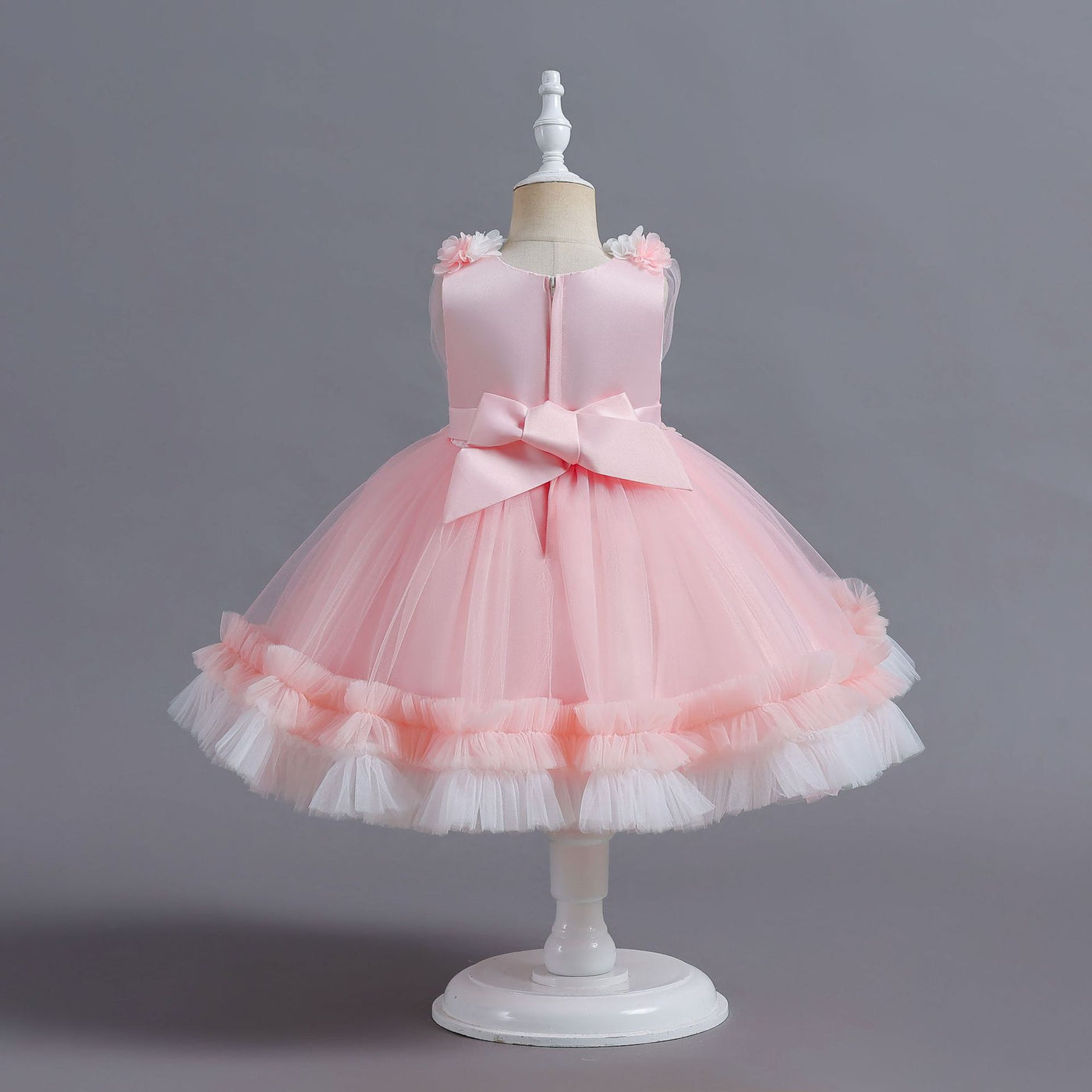 A-Line Tulle Flower Girl Dress for Toddlers | Tea Length Sleeveless Party Gown
