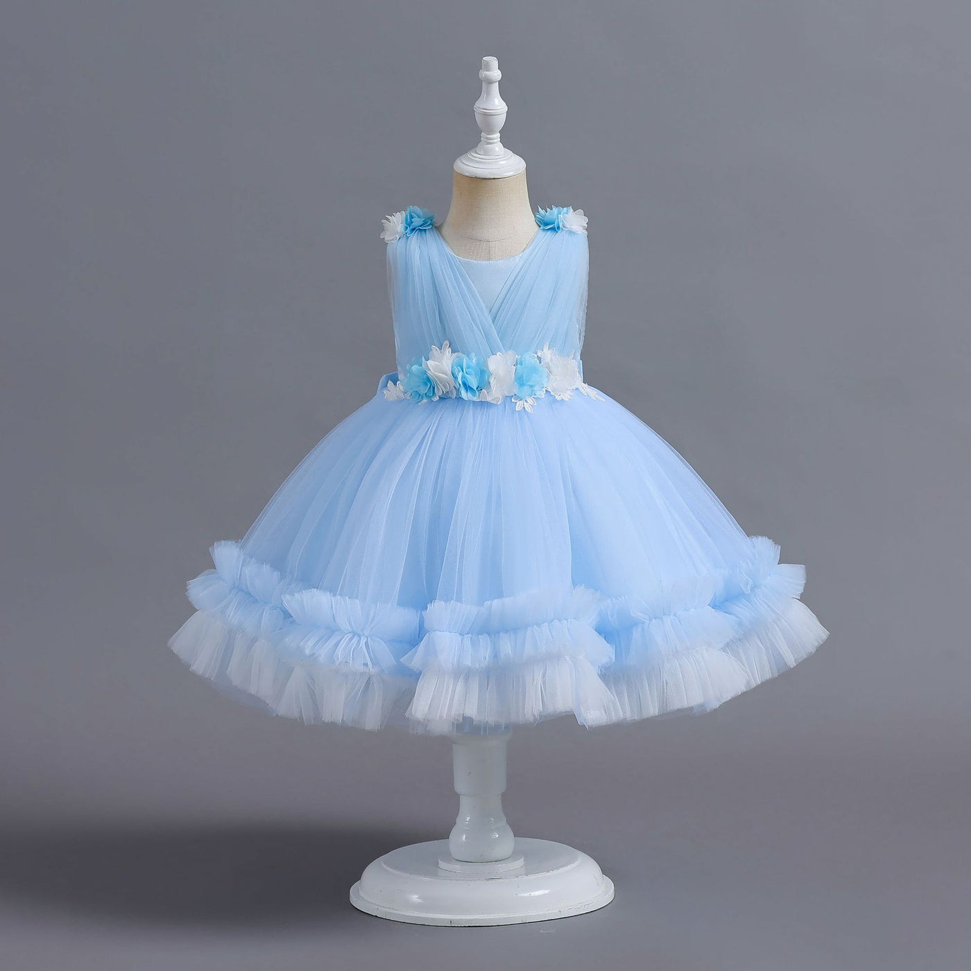 A-Line Tulle Flower Girl Dress for Toddlers | Tea Length Sleeveless Party Gown