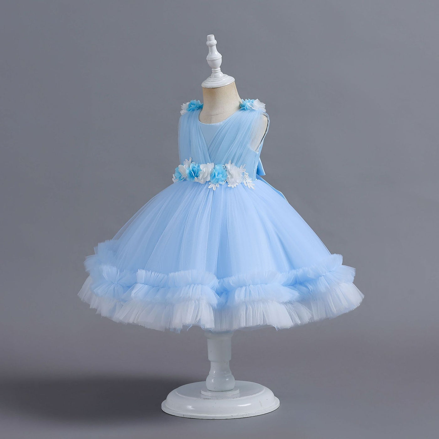 A-Line Tulle Flower Girl Dress for Toddlers | Tea Length Sleeveless Party Gown