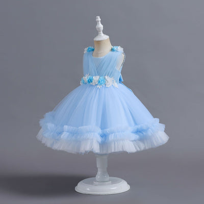 A-Line Tulle Flower Girl Dress for Toddlers | Tea Length Sleeveless Party Gown