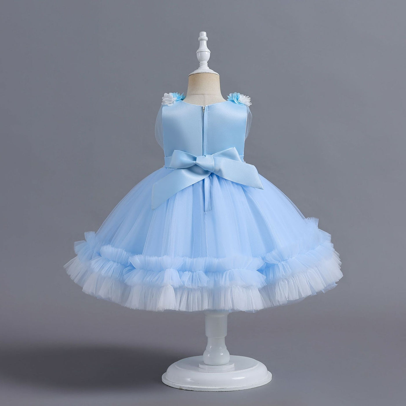 A-Line Tulle Flower Girl Dress for Toddlers | Tea Length Sleeveless Party Gown