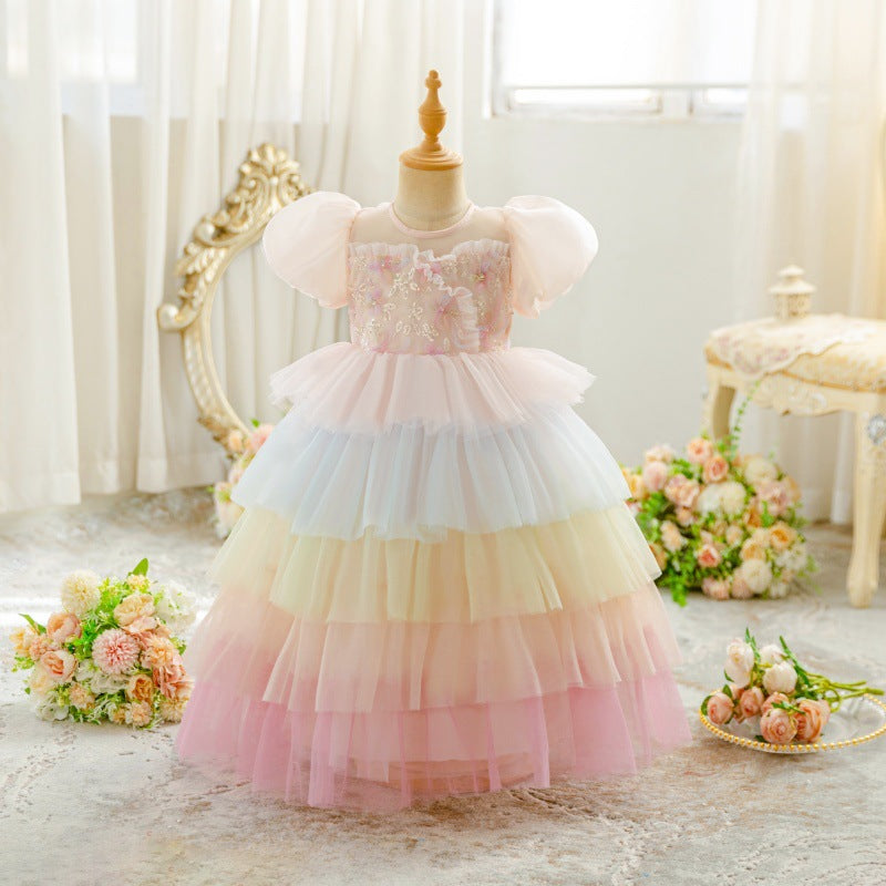 A-Line Tulle Princess Dress for Girls | Sequins & Ruffles | Special Occasion Outfit