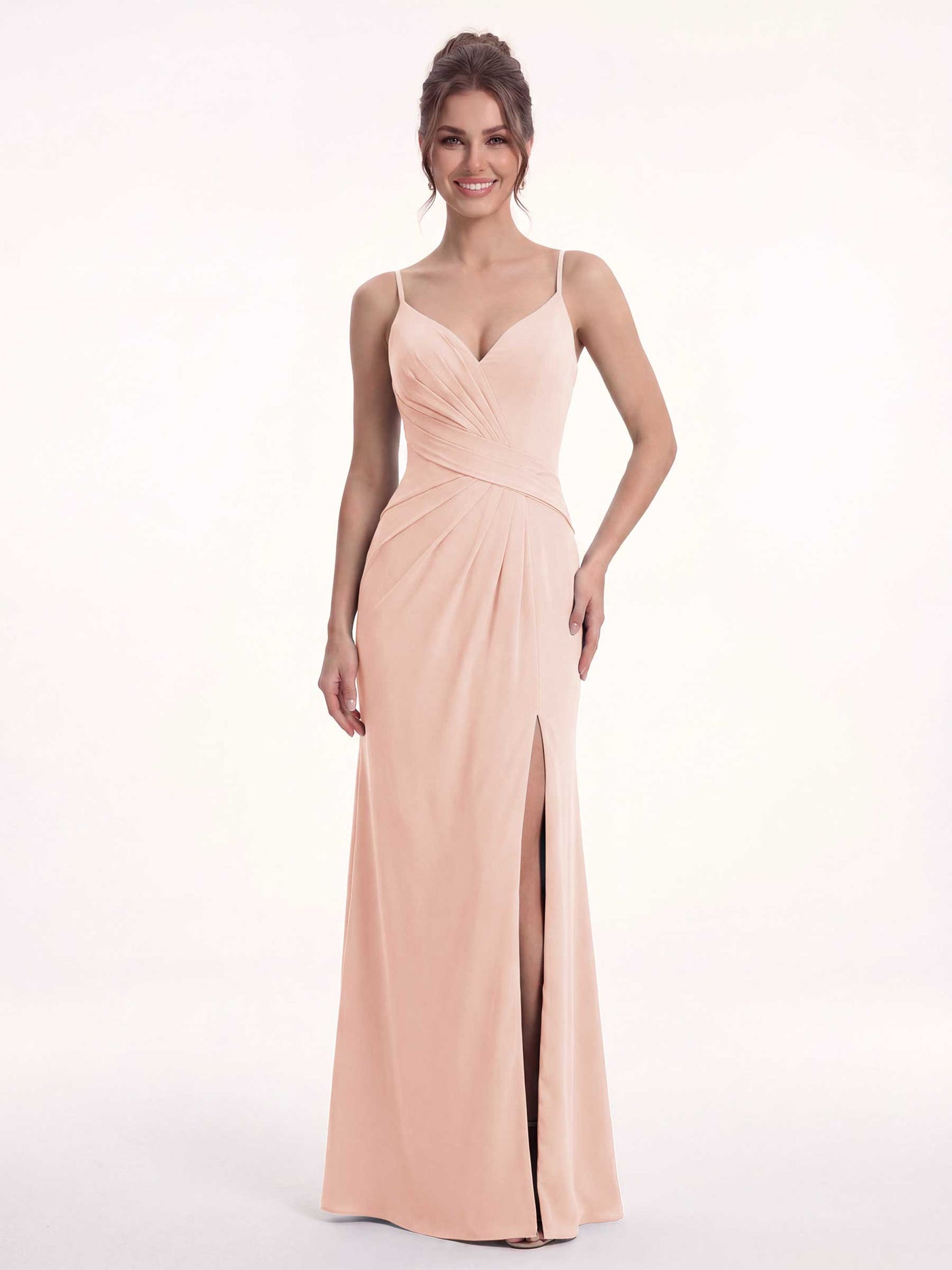 sweetheart neckline chiffon bridesmaid dresses Long Sleeve Sweetheart Chiffon Lace-Up Bridesmaid Dress