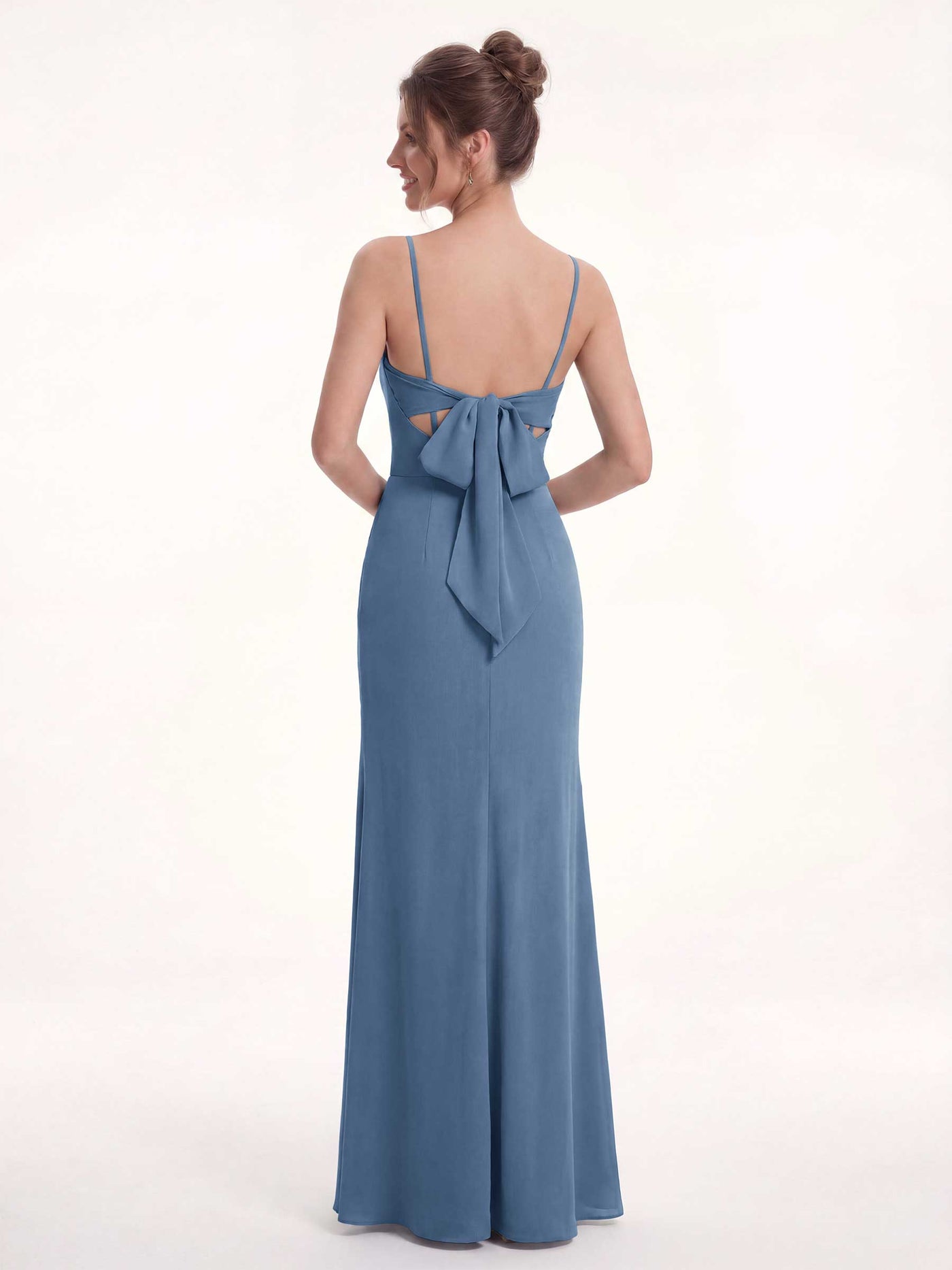 Dusty Blue-Upgrade Chiffon Sweetheart Bridesmaid Dress A-Line Floor-Length
