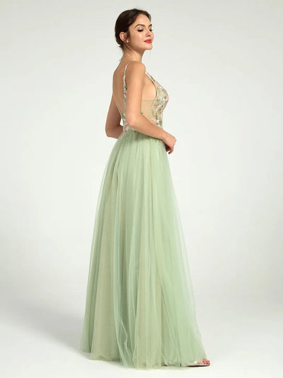 Carlyna Carlyna Carlyna Carlyna Carlyna Carlyna Carlyna Carlyna Beaded Floral A-Line Maxi Dress with Plunge Neck and Open Back