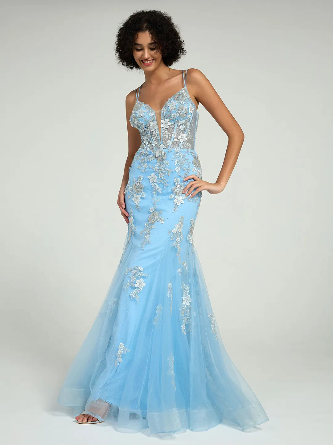 Beaded Floral Lace Mermaid Prom Dress with Open Back Beaded Floral Lace Mermaid Prom Dress with Open Back