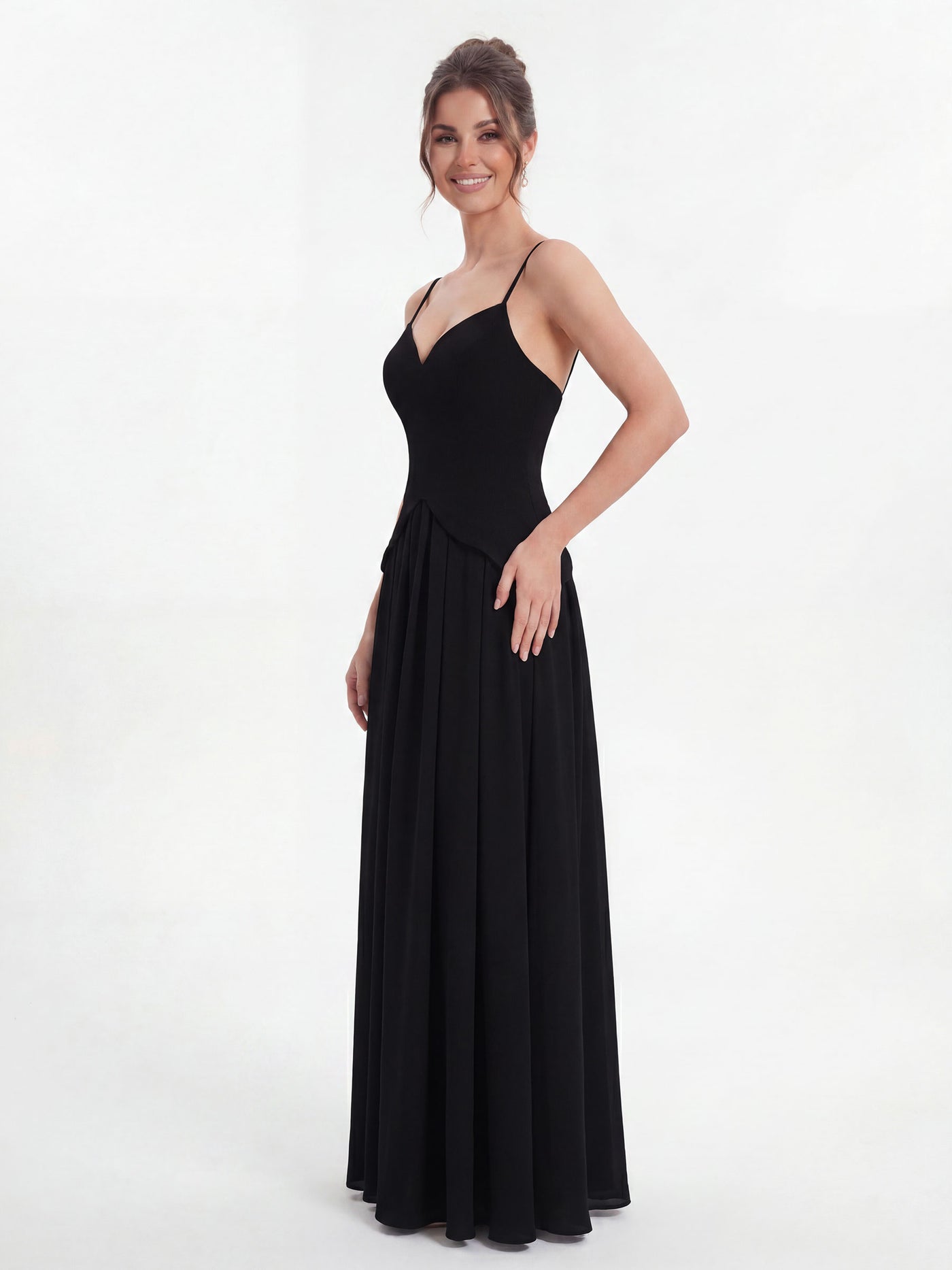 black spaghetti strap a line dress Sweetheart V Waist Elegant Evening a refined choice for BIS-04-29-26 What year is this Color:Blue Steel