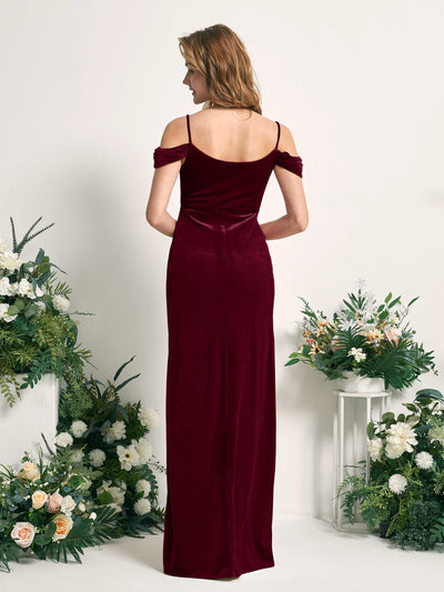 Carlyna Salome Mermaid Burgundy Velvet Bridesmaid Dress Maxi Sleeveless Sweetheart Dress Back View #color_burgundy