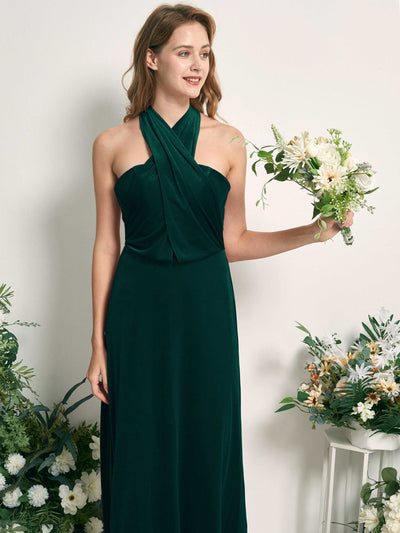 Carlyna Prima Convertible Hunter Green Velvet Bridesmaid Dress Maxi Sleeveless Straight Dress Side View 4 #color_hunter-green