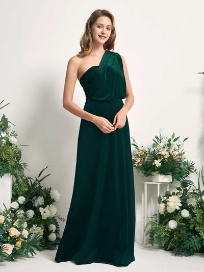 Carlyna Prima Convertible Hunter Green Velvet Bridesmaid Dress Maxi Sleeveless Straight Dress Side View 6 #color_hunter-green