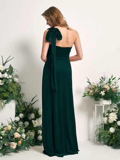 Carlyna Prima Convertible Hunter Green Velvet Bridesmaid Dress Maxi Sleeveless Straight Dress Back View #color_hunter-green