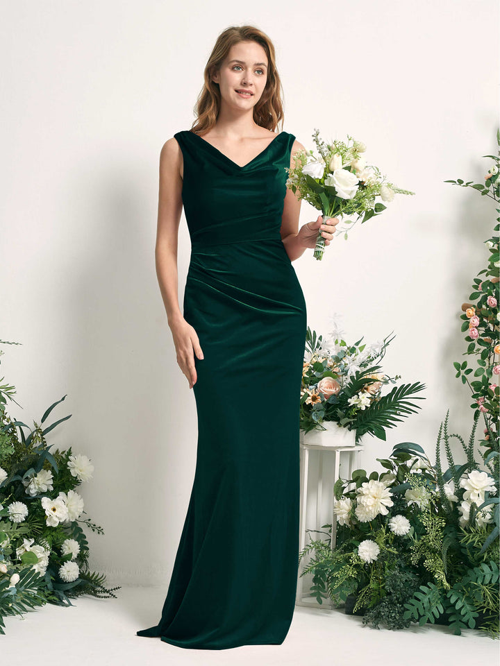 Hunter Green Velvet Bridesmaid Dress Mermaid Maxi V-Neck | Carlyna Hunter Green Velvet Bridesmaid Dress Mermaid Maxi V-Neck | Carlyna