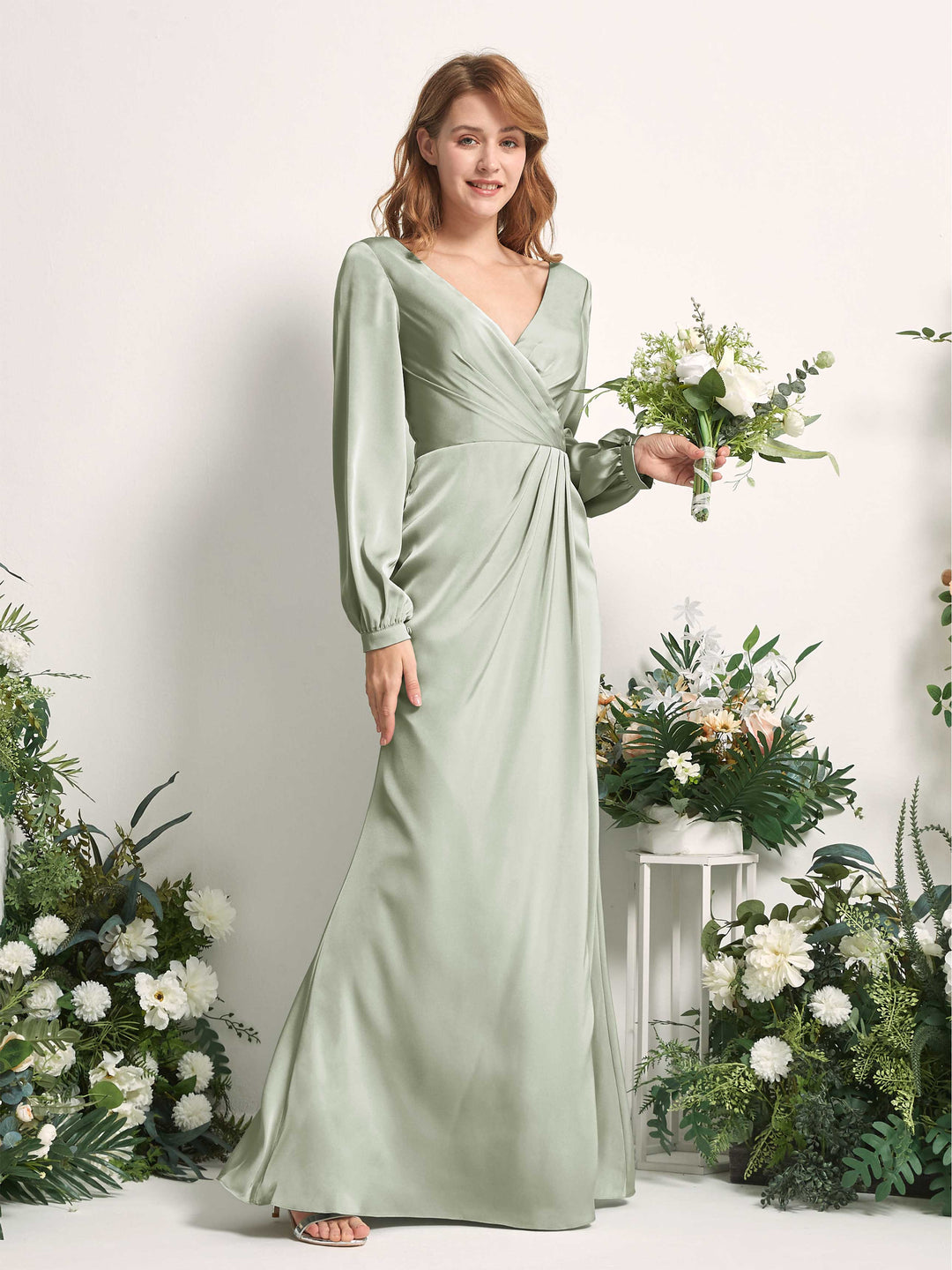 Shop Long Sleeve Sage Green Bridesmaid Dresses | Affordable Prices Carlyna Shop Long Sleeve Sage Green Bridesmaid Dresses | Affordable Prices Carlyna