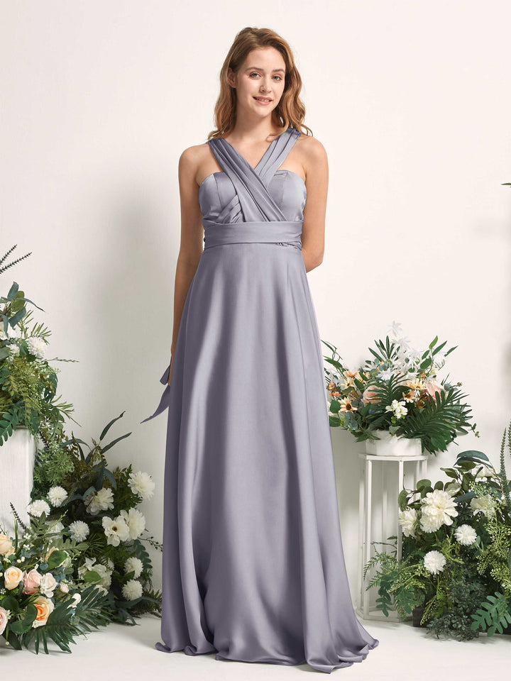 Purple Haze Bridesmaid Dresses Bridesmaid Dress A-line Satin Halter Full Length Short Sleeves Wedding Party Dress (81226450)