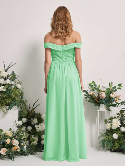 Carlyna Leona A-Line Mint Green Embroidered Bridesmaid Dress Maxi Sleeveless Sweetheart Dress Back View #color_mint-green