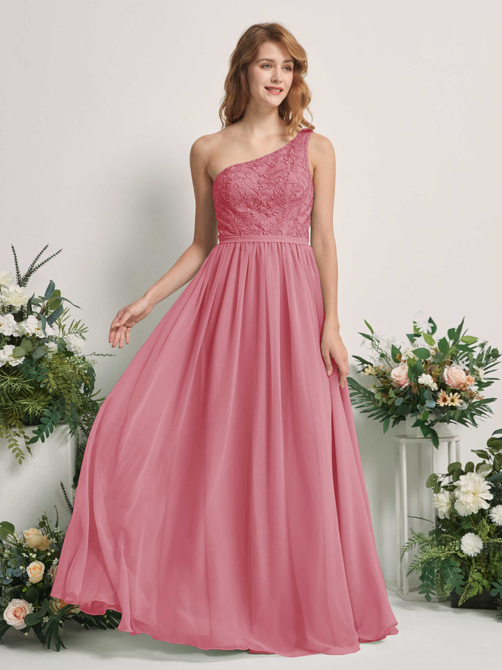 Desert Rose Bridesmaid Dresses A-line Open back One Shoulder Sleeveless Dresses (83220511)