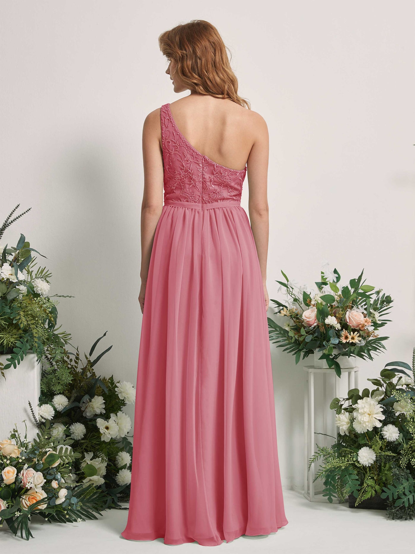 Desert Rose Bridesmaid Dresses A-line Open back One Shoulder Sleeveless Dresses (83220511)#color_desert-rose