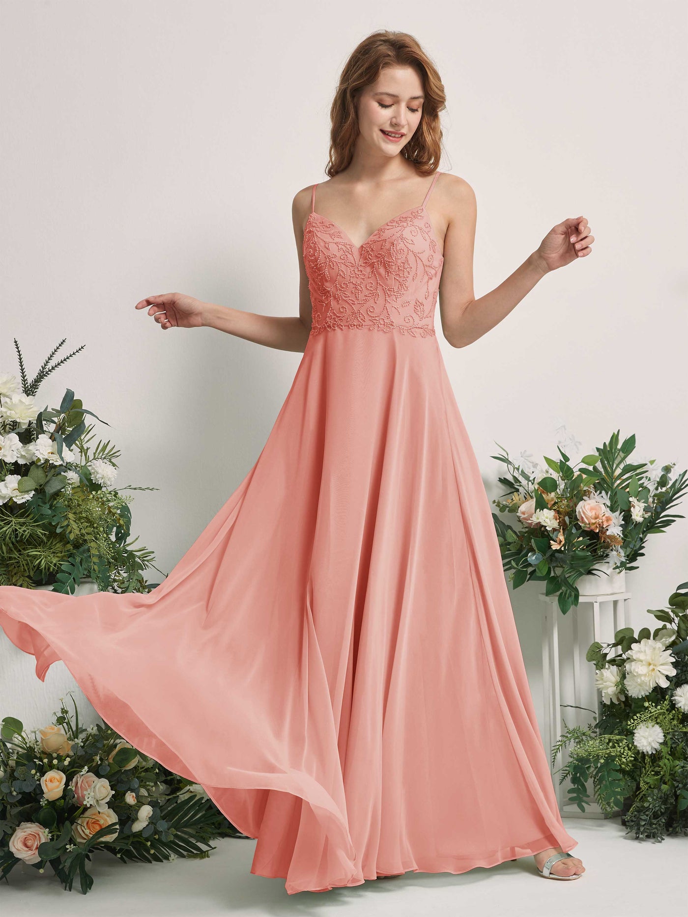 White Chiffon Bridesmaid Dress A-Line Maxi V-Neck | Carlyna White Chiffon Bridesmaid Dress A-Line Maxi V-Neck | Carlyna