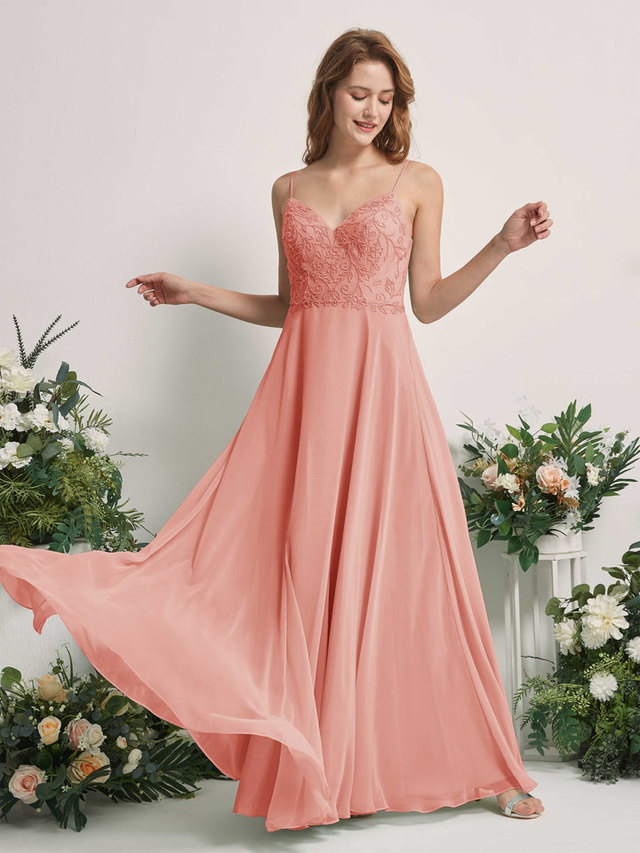 Champagne Rose Bridesmaid Dresses A-line Open back Spaghetti-straps Sleeveless Dresses (83221106)