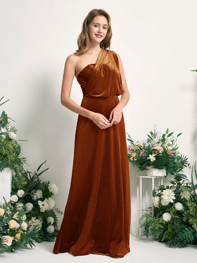 Carlyna Prima Convertible Burnt Orange Velvet Bridesmaid Dress Maxi Sleeveless Straight Dress Side View 6 #color_burnt-orange