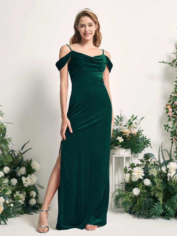 Hunter Green Velvet Bridesmaid Dress Mermaid Floor-Length | Carlyna Hunter Green Velvet Bridesmaid Dress Mermaid Floor-Length | Carlyna