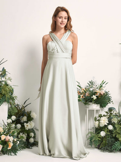 Carlyna Mirabelle Convertible Ivory Satin Bridesmaid Dress Maxi Sleeveless Sweetheart Dress Front View #color_ivory