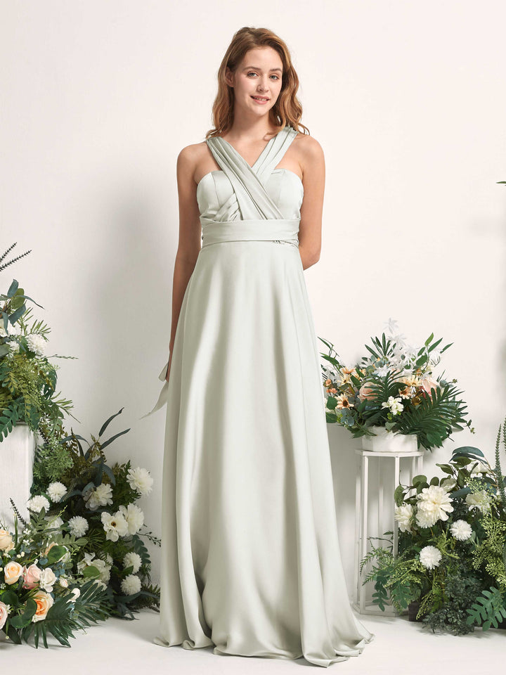 Ivory Bridesmaid Dresses Bridesmaid Dress A-line Satin Halter Full Length Short Sleeves Wedding Party Dress (81226476)