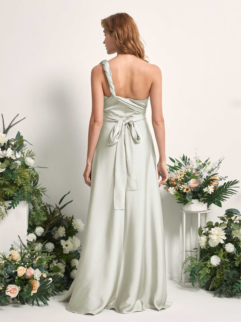 satin ivory bridesmaid dresses Ivory Bridesmaids Dresses Elegant One Shoulder Stretch Satin Sleeveless  Sheath/Column Bridesmaid Dresses