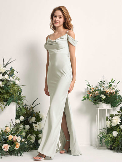 Carlyna Alexis Mermaid Ivory Satin Bridesmaid Dress Maxi Sleeveless Cowl Neck Dress Side View 2 #color_ivory