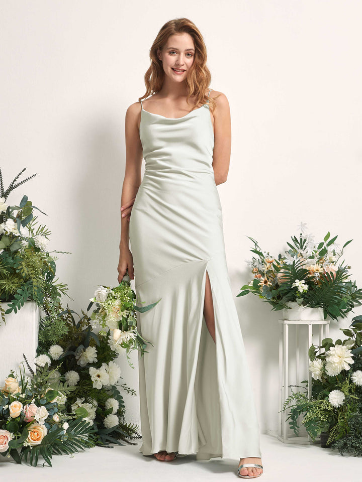 Ivory Bridesmaid Dresses Bridesmaid Dress Mermaid/Trumpet Satin Spaghetti-straps Full Length Sleeveless Wedding Party Dress (80225676)