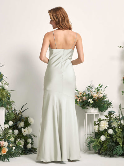 Carlyna Miranda Mermaid Ivory Satin Bridesmaid Dress Maxi Sleeveless Cowl Neck Dress Back View #color_ivory