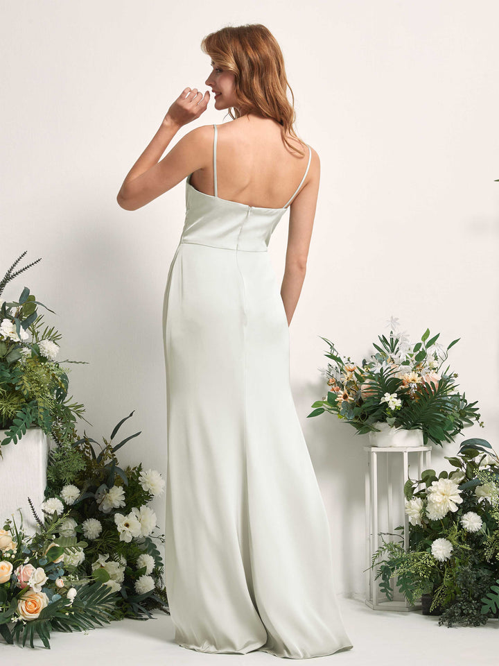 Champagne Satin V-Neck Bridesmaid Dress Mermaid Floor-Length