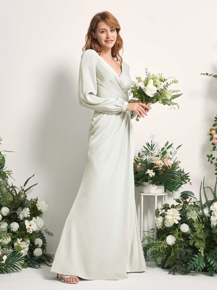 Canary Satin V-Neck Bridesmaid Dress Mermaid Floor-Length