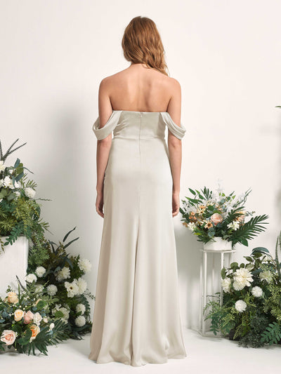 Carlyna Bridget Mermaid Champagne Satin Bridesmaid Dress Maxi Sleeveless Sweetheart Dress Back View #color_champagne