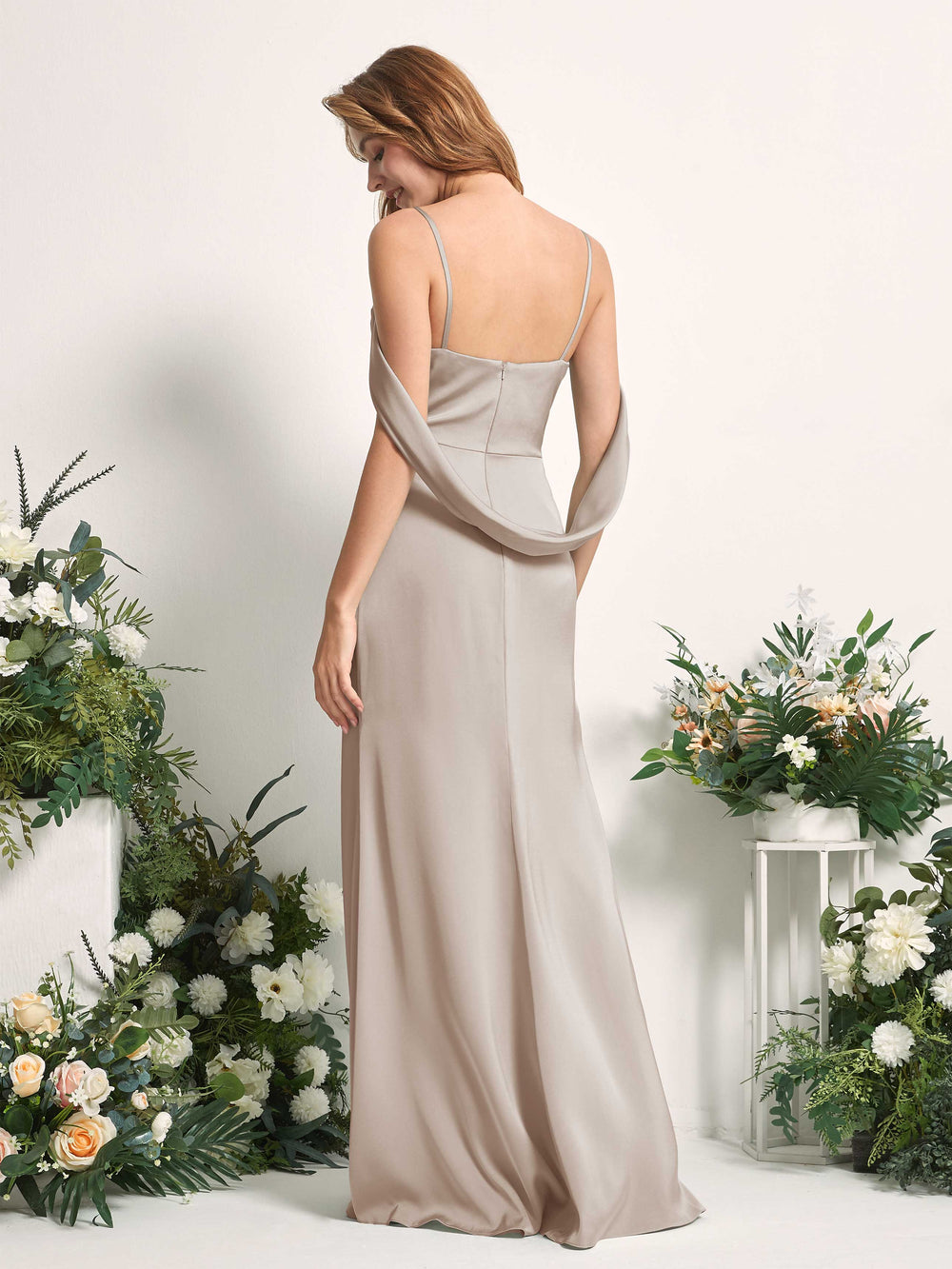 Taupe Satin Bridesmaid Dresses | Elegant & Customizable | Carlyna Taupe Satin Bridesmaid Dresses | Elegant & Customizable | Carlyna