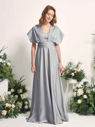Carlyna Mirabelle Convertible Dove Satin Bridesmaid Dress Maxi Sleeveless Sweetheart Dress Side View 4 #color_dove
