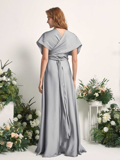 Carlyna Mirabelle Convertible Dove Satin Bridesmaid Dress Maxi Sleeveless Sweetheart Dress Side View 6 #color_dove